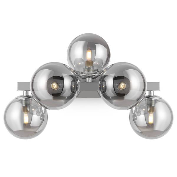 Wandlamp Dallas type F rookglas/metaalmix - 5-lichts - chroom