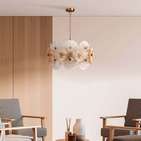 Lampada a sospensione Aster A Vetro colorato / Mischmetal - 8 punti luce