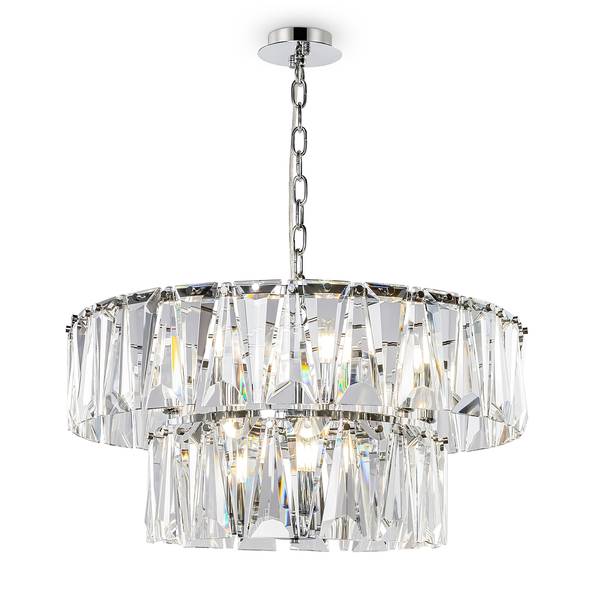 Lampada a sospensione Puntes B Cristallo / Mischmetal - 12 punti luce - Argento