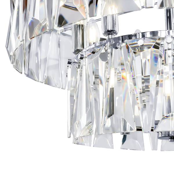 Lampada a sospensione Puntes B Cristallo / Mischmetal - 12 punti luce - Argento