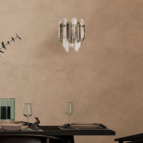 Wandleuchte Flare Kristallglas / Mischmetall - 2-flammig