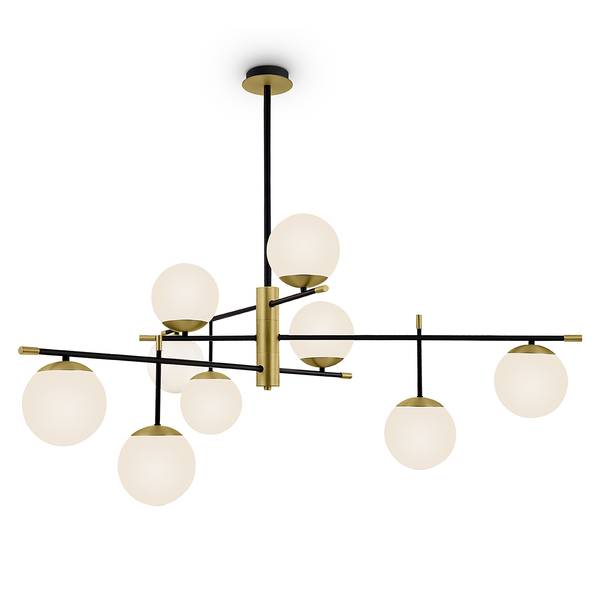 Lampada a sospensione Nostalgia C Vetro opale / Mischmetal - 9 punti luce