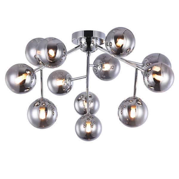 Deckenleuchte Dallas Typ F Rauchglas / Mischmetall - 12-flammig - Chrom