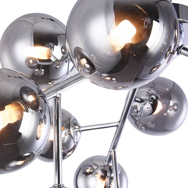 Deckenleuchte Dallas Typ F Rauchglas / Mischmetall - 12-flammig - Chrom