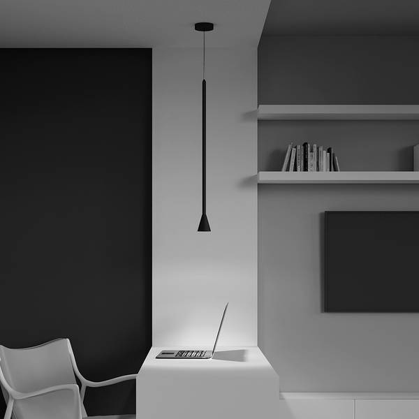 Pendelleuchte Arrow Mischmetall - 1-flammig - Schwarz