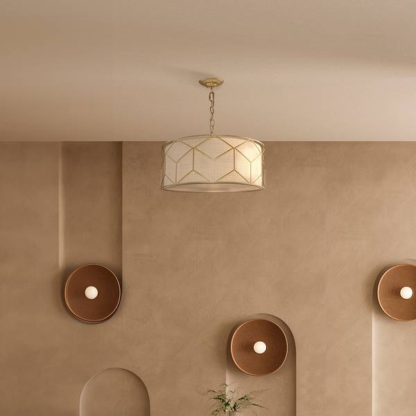 Lampada a sospensione Messina Lino / Mischmetal - 4 punti luce