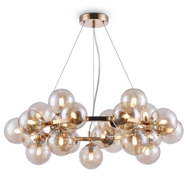 Lampada a sospensione Dallas N Vetro colorato / Mischmetal - 25 punti luce - Dorato