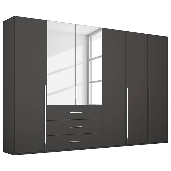 Draaideurkast Montclar met spiegel grafietkleurig - Breedte: 301 cm
