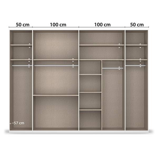 Draaideurkast Montclar met spiegel grafietkleurig - Breedte: 301 cm