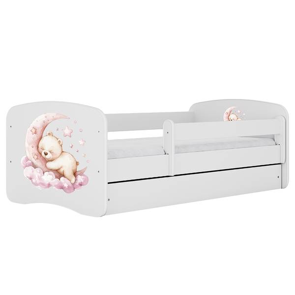 Letto singolo Buyo - Orsetti Bianco - 80 x 160cm - Con rete a doghe