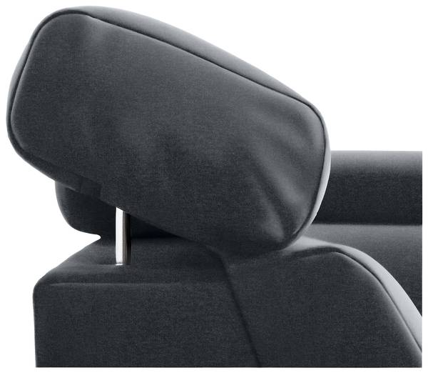 Hoekbank Parley met slaapfunctie velours Onoli: antracietkleurig - ottomane vooraanzicht links