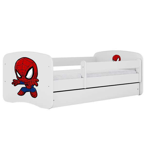 Lit simple Buyo - Spiderman Blanc - 80 x 160cm - Avec sommier à lattes & matelas