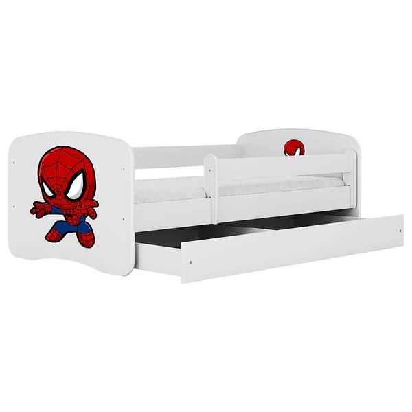 Lit simple Buyo - Spiderman Blanc - 80 x 160cm - Avec sommier à lattes & matelas