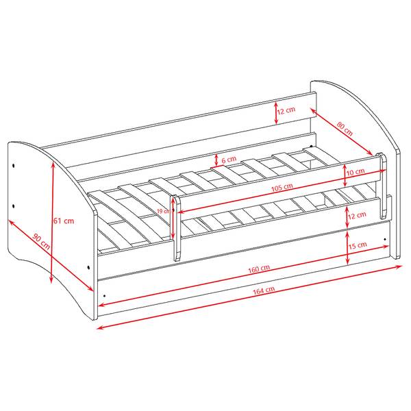 Lit simple Buyo - Spiderman Blanc - 80 x 160cm - Avec sommier à lattes & matelas