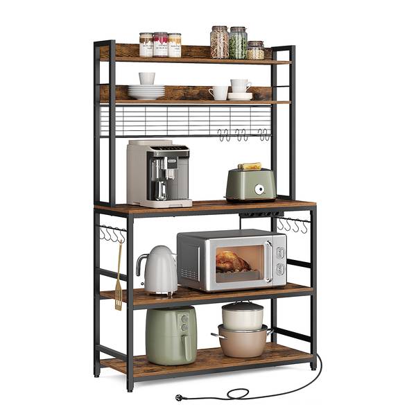 Open keukenkast Leesville stopcontact donkerbruin/zwart