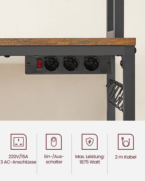 Open keukenkast Leesville stopcontact donkerbruin/zwart