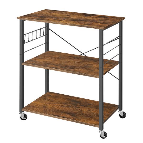 Open keukenkast op wieltjes Jamban 80 cm donkerbruin/zwart