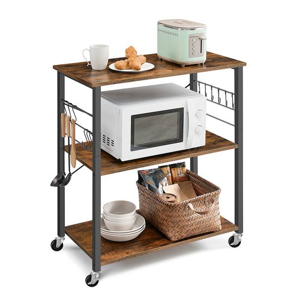 Open keukenkast op wieltjes Jamban 80 cm donkerbruin/zwart