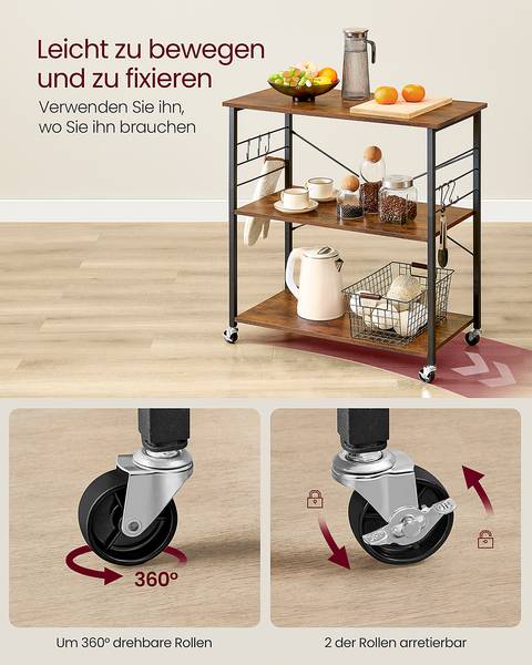Open keukenkast op wieltjes Jamban 80 cm donkerbruin/zwart