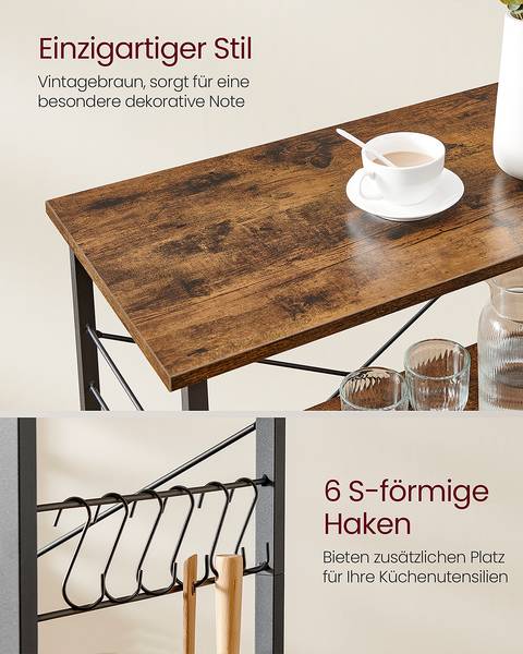 Open keukenkast op wieltjes Jamban 80 cm donkerbruin/zwart