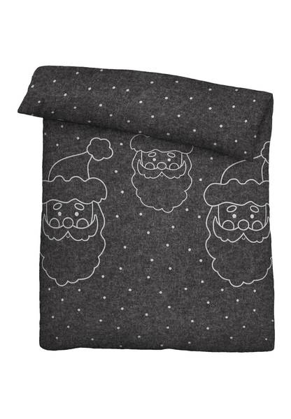 Melange-Flanell Bettwäsche Encha Anthrazit - 155 x 200 cm + Kissen 80 x 80 cm