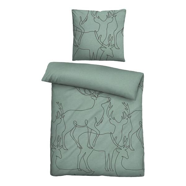 Melange-Flanell Bettwäsche Ciben Grün - 155 x 220 cm + Kissen 80 x 80 cm