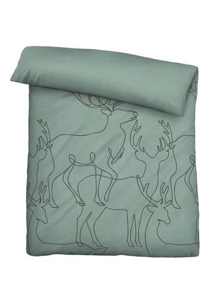 Melange-Flanell Bettwäsche Ciben Grün - 155 x 220 cm + Kissen 80 x 80 cm