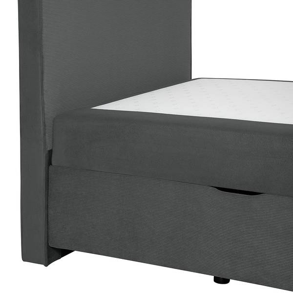 Lit Box Paluki Velours côtelé Onika: Anthracite - 90 x 200cm