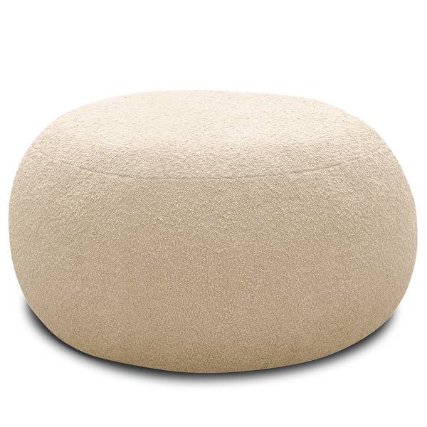 Polsterhocker STOOLA Bouclé Stoff Basima: Beige - Breite: 65 cm