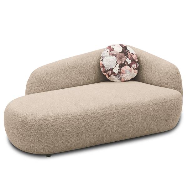 Recamiere NAZLAT Bouclé Stoff Anouk: Beige - Armlehne davorstehend rechts