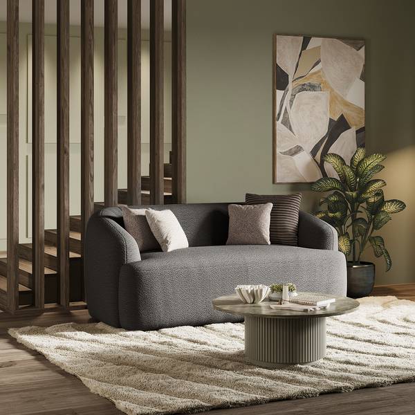 2-Sitzer Sofa Balah Bouclé Stoff Anouk: Graphit