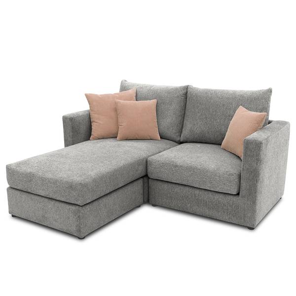 Ecksofa Linlia mit Schlaffunktion Webstoff Aranja: Grau