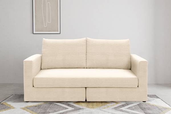 2-Sitzer Sofa Linlia Cordstoff Poppy: Creme