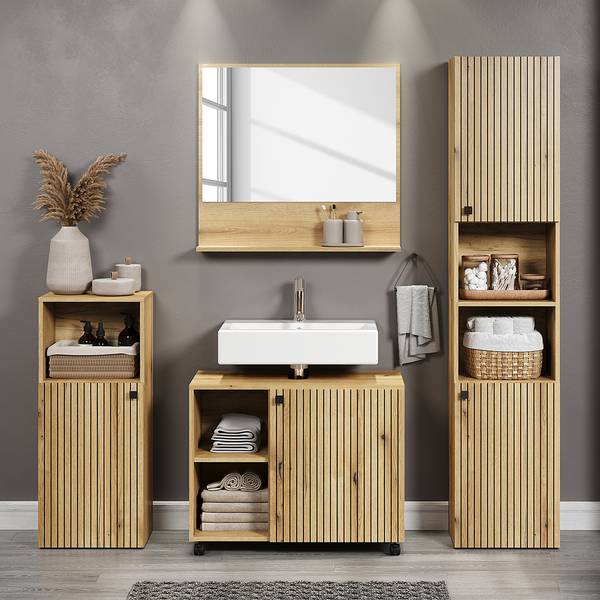 Badezimmerset Bliss 4-tlg offene Fächer Eiche Evoke Dekor