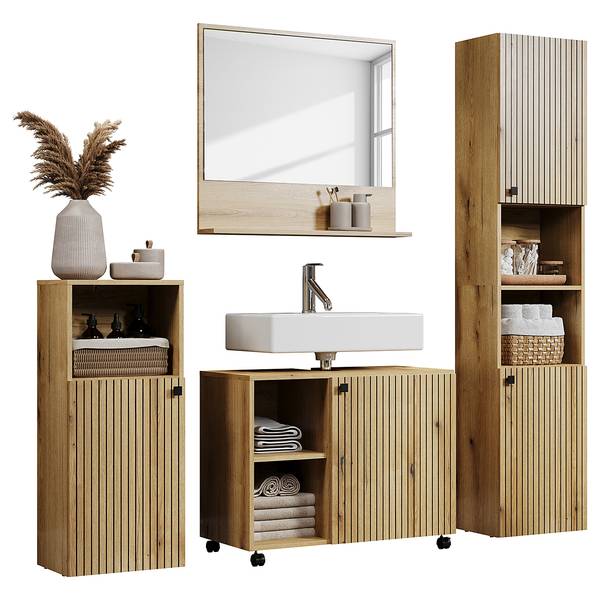Badezimmerset Bliss 4-tlg offene Fächer Eiche Evoke Dekor
