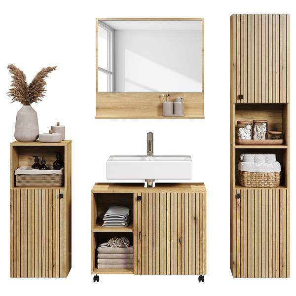 Badezimmerset Bliss 4-tlg offene Fächer Eiche Evoke Dekor