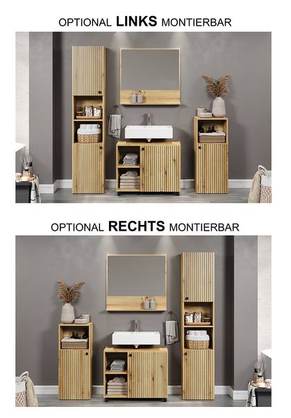 Badezimmerset Bliss 4-tlg offene Fächer Eiche Evoke Dekor
