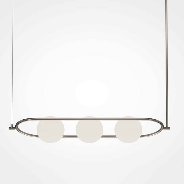 Lampada a sospensione Erich A Vetro opalino / Alluminio - 3 punti luce
