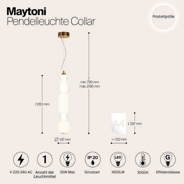 Lampada a sospensione LED Collar B Vetro / Metallo - 1 punti luce