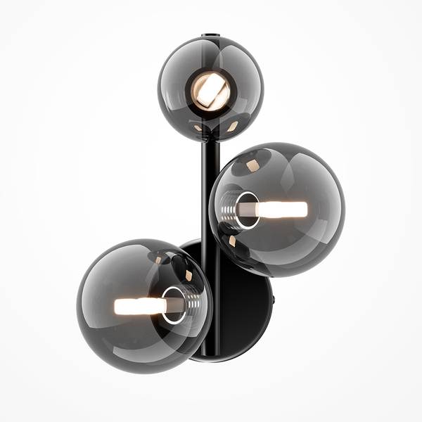 Lampada da parete Dallas A Vetro fumé / Metallo - 3 punti luce
