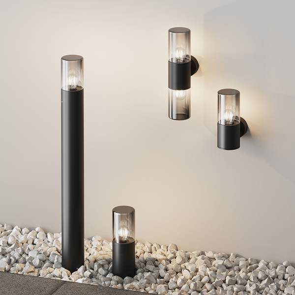 Borne lumineuse Amas Verre transparent / Aluminium - 1 ampoule