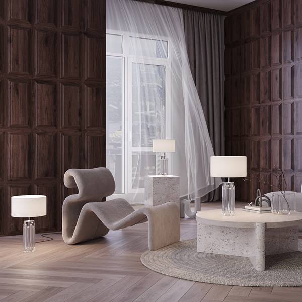 Lampada da tavolo Muse Cotone / Metallo - 1 punto luce