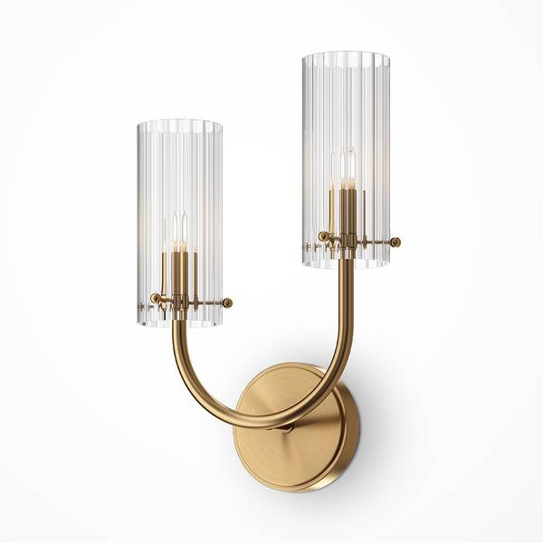 Wandlamp Arco transparant glas/metaal - 2-lichts