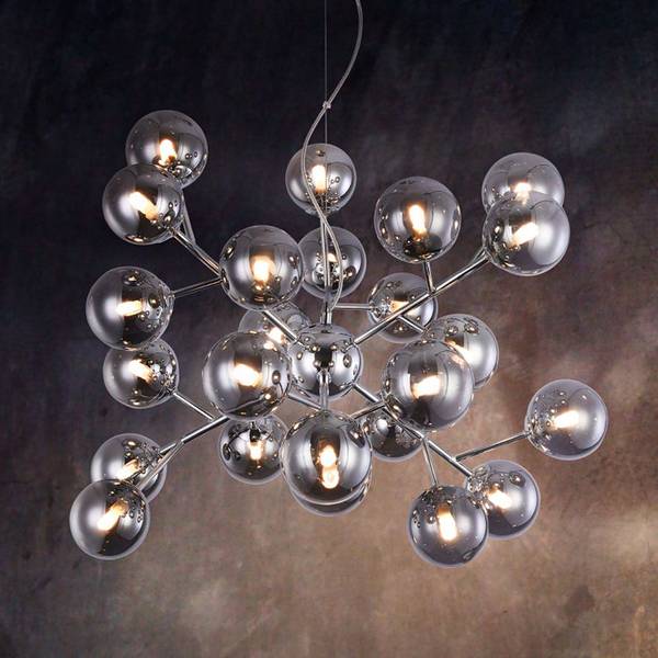 Lampada a sospensione Dallas B Vetro fumé / Metallo - 24 punti luce