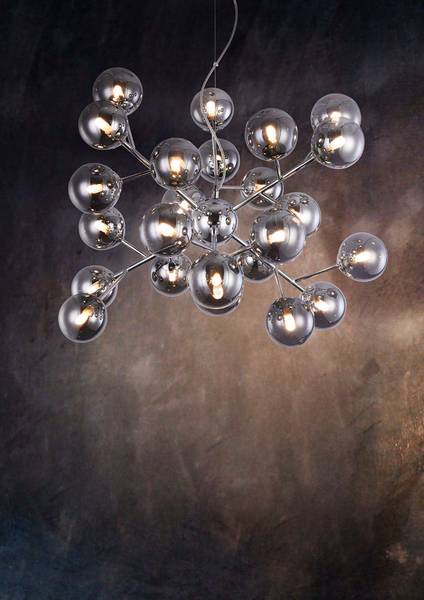 Lampada a sospensione Dallas B Vetro fumé / Metallo - 24 punti luce