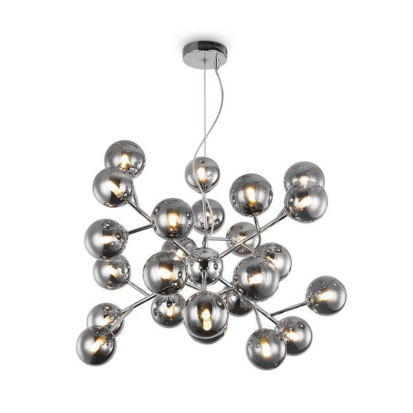 Lampada a sospensione Dallas B Vetro fumé / Metallo - 24 punti luce