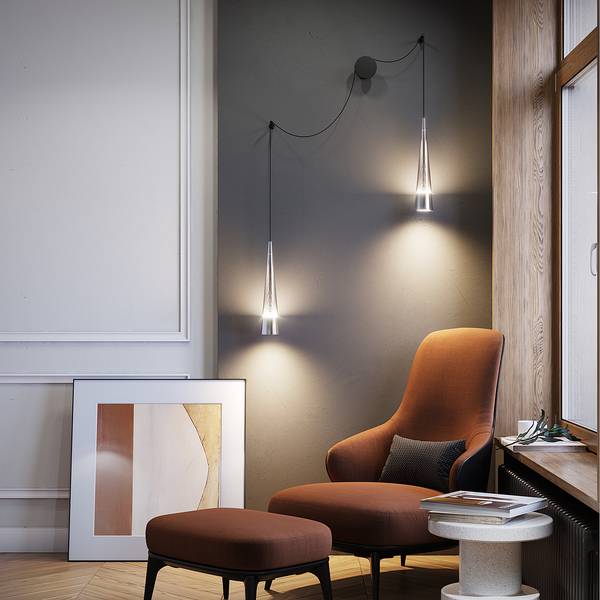 Lampada da parete LED Sintesi Vetro fumé / Metallo - 2 punti luce