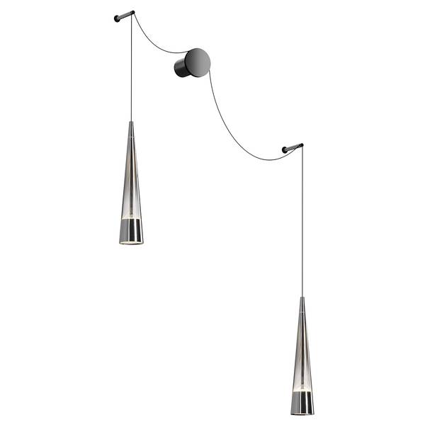 Lampada da parete LED Sintesi Vetro fumé / Metallo - 2 punti luce