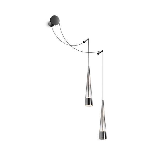 Lampada da parete LED Sintesi Vetro fumé / Metallo - 2 punti luce