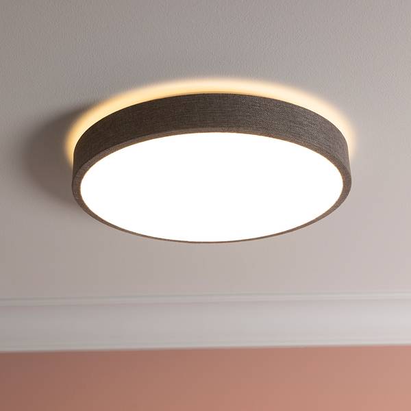 Lampada da soffitto LED Filiz Tessuto misto / Ferro - 1 punto luce - Grigio - Diametro: 39 cm